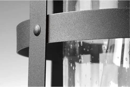 Miniatura 3 de Progress Lighting Haslett Collection - Farol de pared grande con 1 luz de cristal transparente con textura de color negro