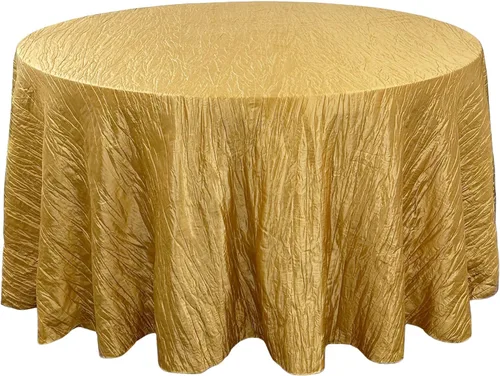 Miniatura 13 de Your Chair Covers - Mantel redondo de tafetán arrugado de 132 pulgadas - Mantel de comedor color champán, brillante aplastado para bodas, fiestas
