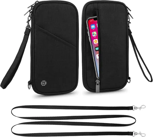 Cartera para pasaporte, soporte para pasaporte RFID con ranura para tarjeta de vacunación, para familias y mujeres y hombres, organizador de