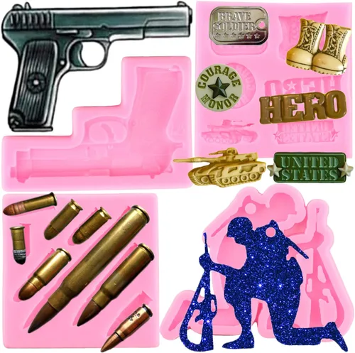 Miniatura 11 de ZiXiang Pistola de silicona con forma de bala para fondant, moldes para decoración de pasteles de azúcar, decoración de cupcakes, pasta de goma