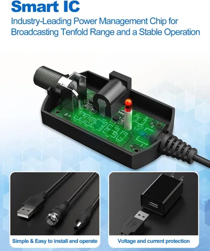 Miniatura 4 de Antena Vansky para TV de alta definición para interiores con 50 millas de alcance, amplificador de señal, fuente de alimentación USB desmontable
