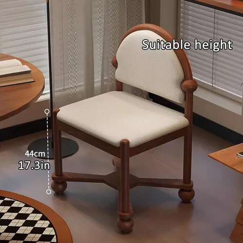 Miniatura 6 de JKGHK Sillas de comedor de madera, sillas de cocina para el hogar, silla auxiliar de cocina tapizada de tela, respaldo curvado retro, silla de sala