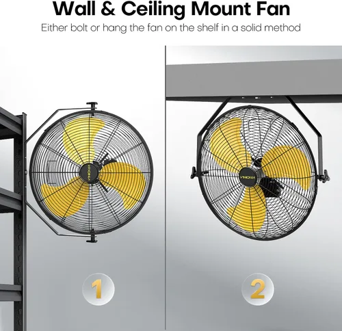 Miniatura 6 de VINICAYA Ventilador industrial de montaje en pared de 20 pulgadas, ventiladores de pared de metal industrial de 5200 CFM con motor Poweful, 3