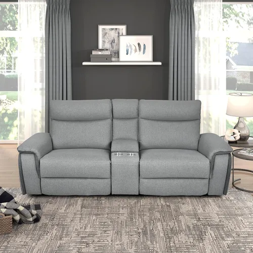 Miniatura 15 de Lexicon Raelynn Power - Sofá reclinable doble, color gris pardo gris topo