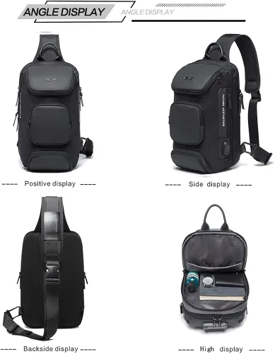 Miniatura 6 de Mochila tipo bandolera para hombre, bolsa de hombro impermeable con puerto USB