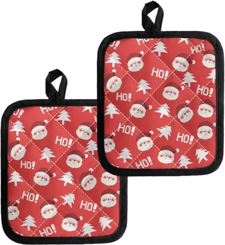 Miniatura 25 de Juego de soportes para macetas de flores rojas de pollo blanco y negro, resistentes al calor, almohadillas calientes para horno, antideslizantes