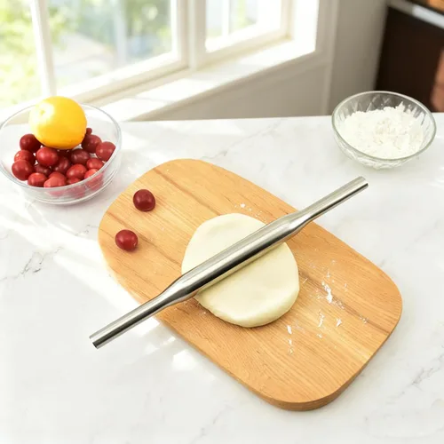 Miniatura 4 de Rodillo de acero inoxidable de grado profesional para cocina en casa, pizzería, panadería (11.7 in)
