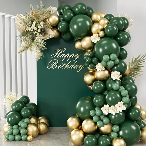 Miniatura 23 de Kit de arco de globos negros y dorados, ADOINBY 140 piezas de globos de látex confeti negros, blancos y dorados metálicos de 18, 12, 10 y 5