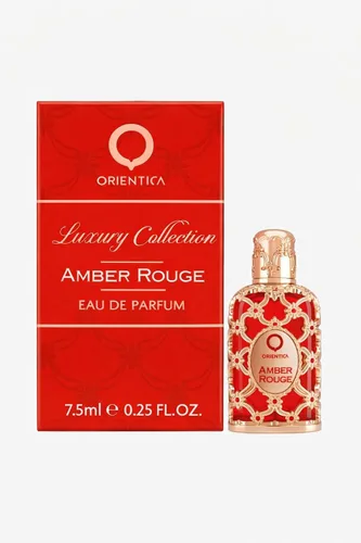 Orientica Luxury Amber Rouge Eau De Parfum 0.25 oz/0.3 fl oz Mini Splash - Notas de Ámbar Azafrán, Jazmín y Naranja - Perfumes Árabes de Mujer y
