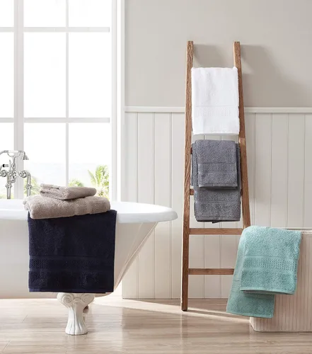 Miniatura 6 de Nautica Toallas de baño, toallas de algodón suave, juego de toallas de baño y manos, altamente absorbentes y de secado rápido, cero torsión, juego