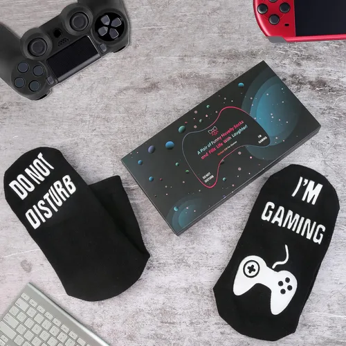Miniatura 3 de Calcetines con texto en inglés Do Not Disturb I'm Gaming, regalo de cumpleaños para hombre, regalo divertido para adolescentes, papá, hombres