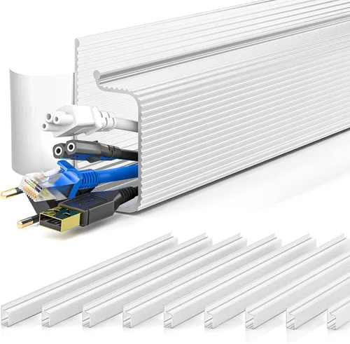 Miniatura 8 de YECAYE Organizador de cables de 94.2 pulgadas bajo el escritorio, montaje adhesivo de fácil instalación, ocultador de cables, organizador de cables