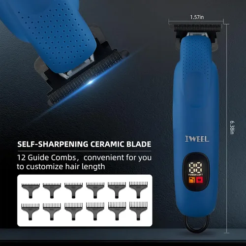 Miniatura 4 de IWEEL Recortadora de Barba Profesional para Hombres - Cortapelos Eléctrico, Perfiladores con Cuchilla en T de Separación Cero, Kit de Aseo