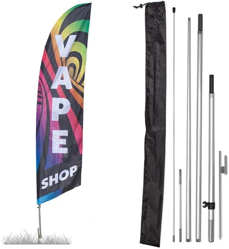 Miniatura 10 de Vispronet Vape Shop - Kit de bandera de plumas – Juego de mástil de bandera Swooper de 13.5 pies, punta de tierra, base cruzada y bolsa