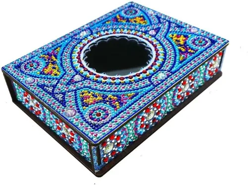 Miniatura 12 de HSTONY Caja decorativa de arte de diamantes DIY con kit de espejo, cajas de madera de pintura de diamantes, caja de almacenamiento de joyas para Set