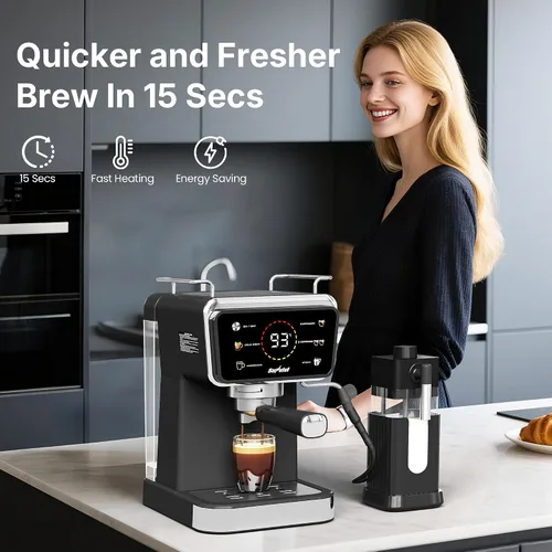 Miniatura 8 de Máquina de café expreso y americano con infusión fría, cafetera helada con infusión doble molida/cápsula, pantalla táctil, espumador de leche