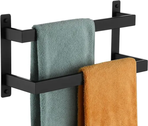 Miniatura 20 de KOKOSIRI Barras para Toallas de Baño de 2 Niveles Tipo Escalera Rieles para Toallas de 24 Pulgadas Soportes para Toallas Montados en Pared Estantes