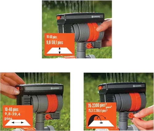 Miniatura 4 de Gardena (69-84BZMX) ZoomMaxx - Aspersor ajustable con temporizador incorporado, base pesada para riego preciso de hasta 2,300 pies cuadrados