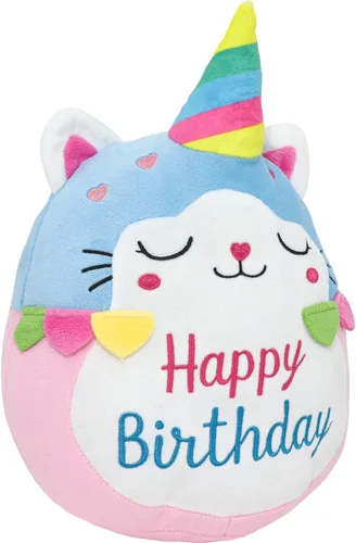 Miniatura 8 de Muñeca de peluche de vaca de 10 pulgadas, lindo animal de peluche de cumpleaños, suave almohada de peluche de vaca con sombrero de unicornio Kawaii