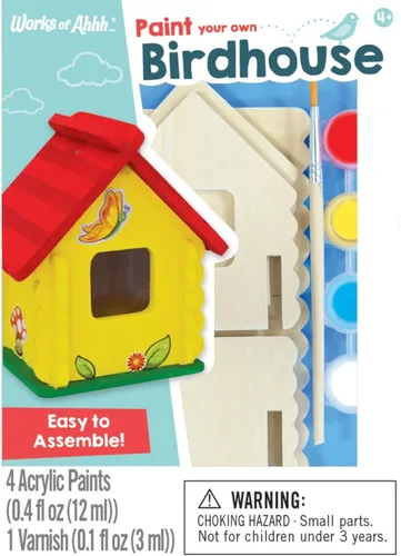 Works of Ahhh Mini Craft Set - Juego de manualidades familiares para construir y pintar casa de pájaros