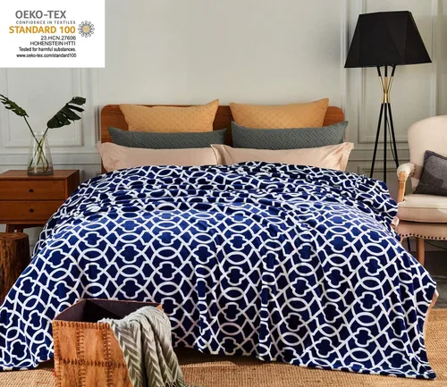 Miniatura 2 de JML Manta de felpa de 10.58 oz/m², súper suave y cálida, manta de forro polar de franela para sofá y sofá (azul marino corona, Queen)