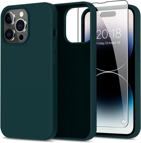 Miniatura 39 de bemal Funda para iPhone 14 Pro con protector de pantalla, silicona líquida de ajuste delgado, forro de microfibra suave, diseñada para mujeres