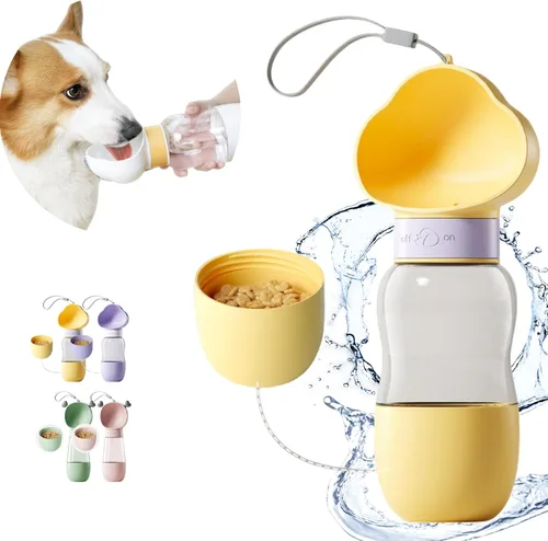 Miniatura 9 de Botella de agua portátil para perro 2 en 1, dispensador de agua para mascotas, a prueba de fugas, tazón ligero para cachorros sobre la marcha