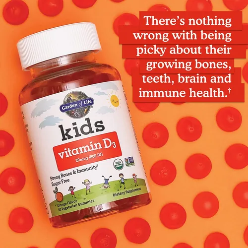 Miniatura 2 de Garden of Life Gomitas orgánicas de vitamina D3 para niños con 800 UI (100% valor diario) para huesos fuertes, dientes, cerebro e inmunidad – Sin