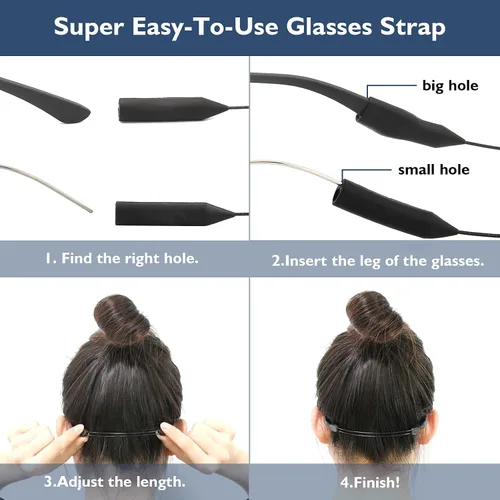 Miniatura 4 de Correa de soporte para lentes de sol – Correas ajustables para gafas de sol para niños – Soportes para gafas alrededor del cuello – Retenedor