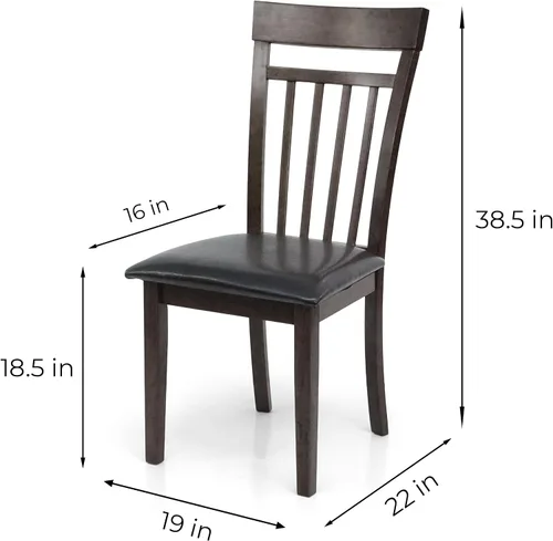 Miniatura 5 de Juego de cocina de comedor de 3 piezas, mesa cuadrada y 2 sillas cálidas en acabado negro espresso