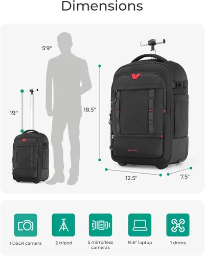 Miniatura 5 de BAGSMART Bolsa enrollable para cámaras DSLR, mochilas para cámaras profesionales grandes para fotógrafos viajeros, estuche enrollable fotográfico