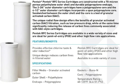 Miniatura 4 de Pentair Pentek RFC-20BB Filtro de Agua de Carbón Big Blue, 20 Pulgadas, Cartucho de Repuesto de Carbón de Flujo Radial de Servicio Pesado para Toda