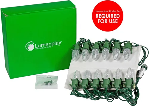 Miniatura 3 de 1101950 Luces habilitadas para la aplicación, cadena extensor C7 con 12 luces LED RGB y cable verde
