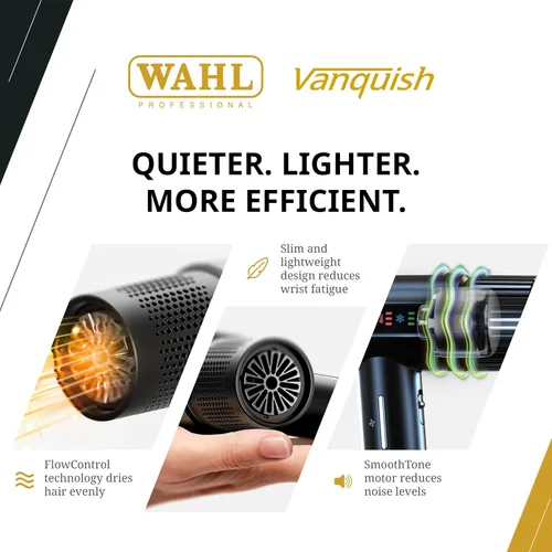 Miniatura 2 de Wahl Professional Vanquish - Secador de pelo, flujo de aire controlado, motor SmoothTone, 4 ajustes de calor y 3 velocidades, función de limpieza
