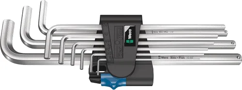 WERA 05022130001 950/9 L Hex-Plus HF 1 Juego de llaves en L, métricas, cromadas, con función de sujeción, 9 piezas