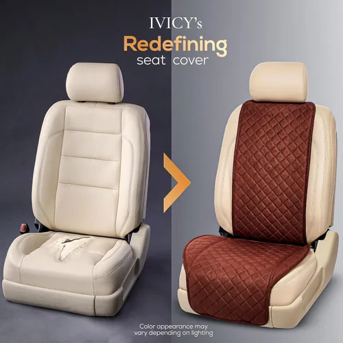 Miniatura 6 de IVICY Funda de asiento de coche de gamuza sintética para automóviles, suave y antideslizante, fundas protectoras de asiento delantero para la MARRÓN