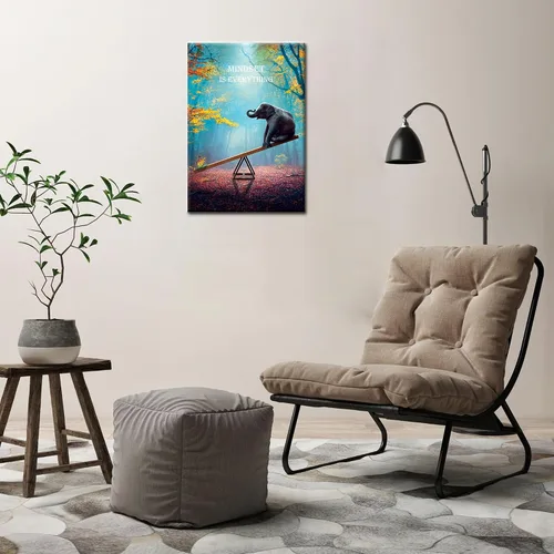 Miniatura 3 de SKASNFAI Arte de Pared de Elefante Mentalidad Motivación Lienzo de Pared de Oficina Póster de Animales Obra de Arte Enmarcada para Sala de Estar