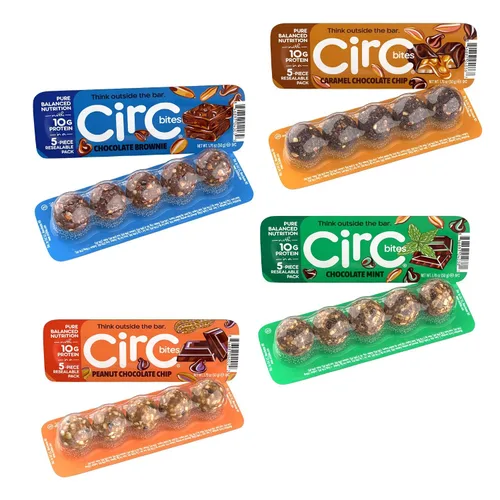 CirC Energy Bites - Paquete variado Chocolate Lovers 12 unidades de bolas de proteína sin gluten - 10g de proteína, granos integrales, frutos secos