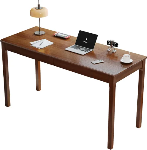 Miniatura 9 de Escritorio de madera maciza con cajones, escritorios estrechos simples de 24 x 16 pulgadas, mesa de estudio de madera de goma, escritorio pequeño