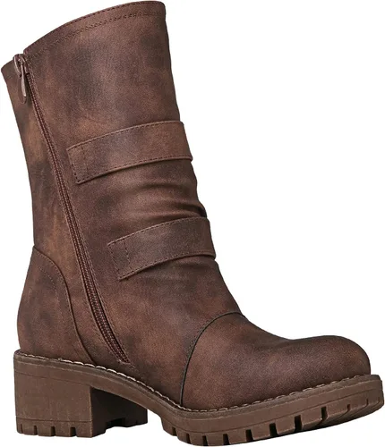 Miniatura 3 de GLOBALWIN Botas militares con cordones a media pantorrilla, para motocicleta, para festivales de moda, para mujer