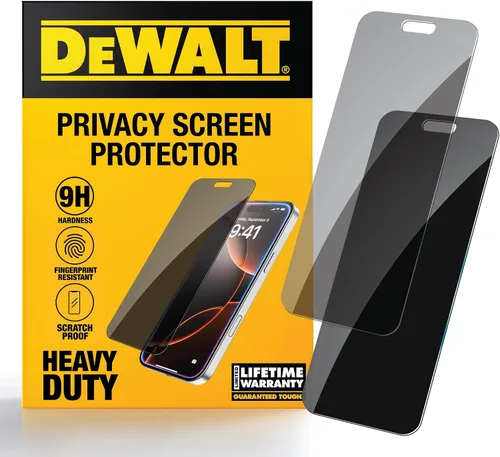 Miniatura 9 de DEWALT Paquete de 2 protectores de pantalla de privacidad resistentes para iPhone 13 Pro Max/14 Plus, protección de sensor, compatible con isla