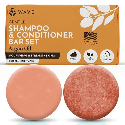 Barra de champú y acondicionador, aceite de argán, juego de barras de champú sólido y acondicionador sin sulfato, cuidado del cabello vegano para