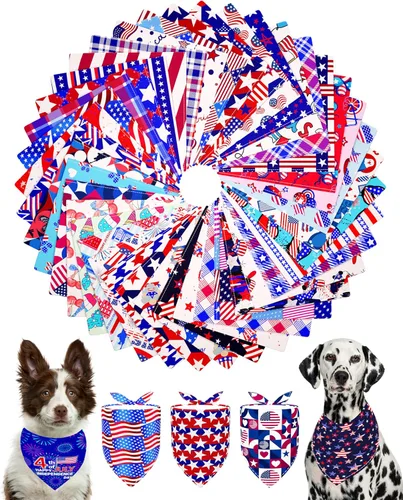Miniatura 11 de PET SHOW 50 Pack Bandanas Navideñas para Perros Grandes XL Lavables Feliz Año Nuevo Bandanas en Triángulo a Granel Baberos para Perros Medianos