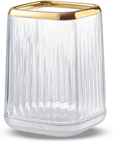 Organizador portavasos para brochas de maquillaje para tocador, acrílico transparente, contenedor de almacenamiento para brochas de maquillaje con 3