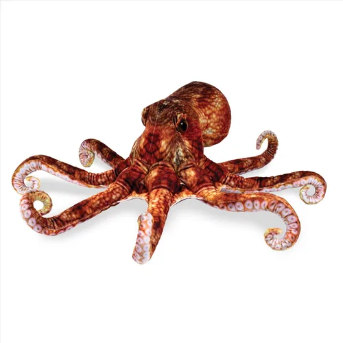 Real Planet Pulpo marrón pacífico de 22 pulgadas, juguete realista de criatura marina, animal marino de felpa grande para niños, animales marinos