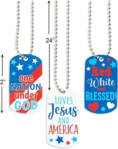 Miniatura 2 de Fun Express Collares patrióticos religiosos con placa de perro 12 piezas