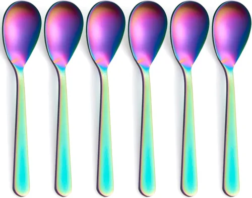 Miniatura 7 de Cucharas de café expreso Demitasse negro mate, acabado satinado de acero inoxidable, mini cucharaditas, cucharas de azúcar, 4.7 pulgadas, juego de 6