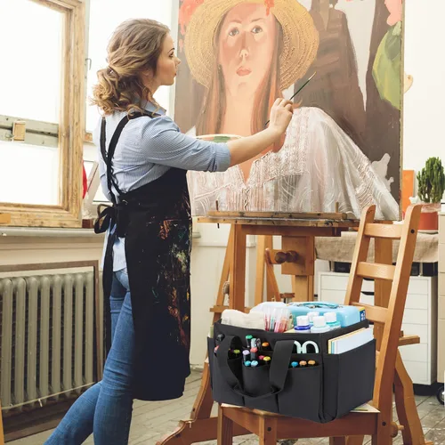 Miniatura 4 de Bolsa Tote para Manualidades, Organizador de Arte, Caddy de Suministros de Limpieza, Bolsa de Transporte con Asa para Múltiples Propósitos, Caddy