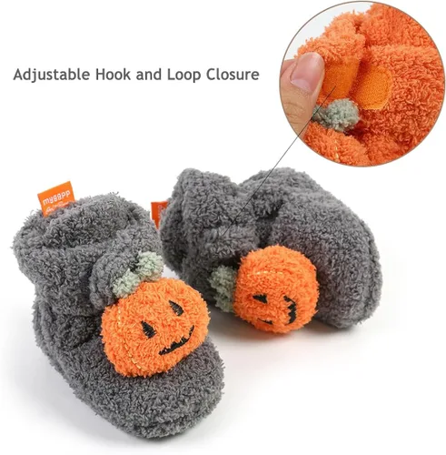 Miniatura 3 de Timatego Botines para recién nacidos, para bebés, niños y niñas, antideslizantes, suela suave, cálidos, para invierno, para casa, zapatos de cuna