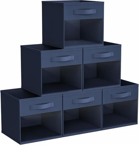 Miniatura 28 de DIMJ Cubo de almacenamiento, 6 paquetes de contenedores plegables con asas, contenedores de tela para organización, cubos organizadores